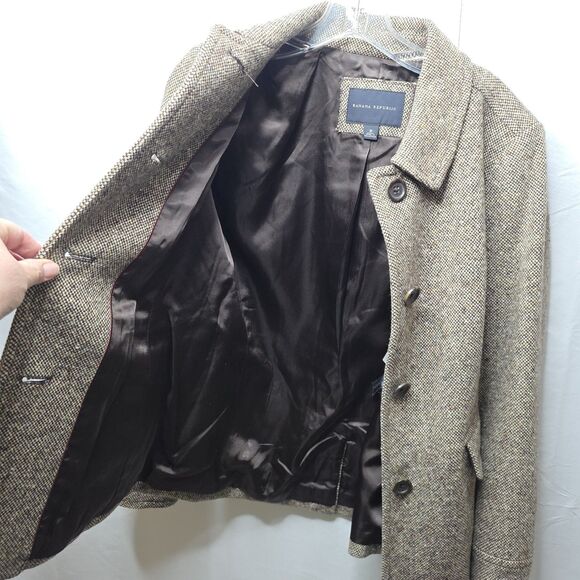 Banana Republic Blazer Womens M Brown Wool Tweed Jacket Lined Sport Coat Preppy - Picture 3 of 11
